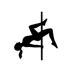 Simple pole dancer silhouette. Cut out woman body figure.