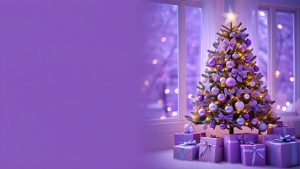 Purple Christmas Tree Decor in Modern Room
