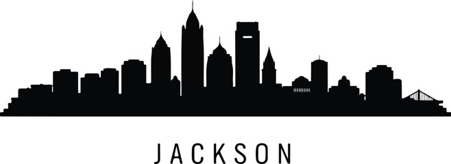 Obraz premium Jackson mississippi skyline silhouette black and white