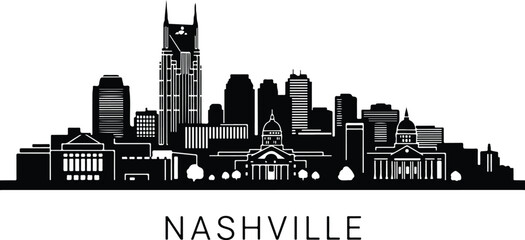 Obraz premium Nashville skyline silhouette black and white
