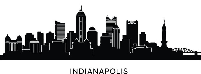 Obraz premium Indianapolis skyline silhouette black and white