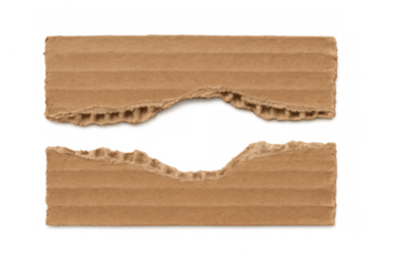 Torn corrugated cardboard paper pieces presenting rough edges, separating texture for design and banner concepts