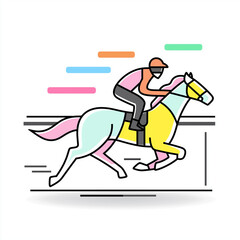 競馬。馬と騎手。ジョッキー