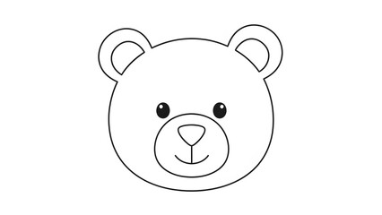 Fototapeta premium Cute Cartoon Bear Face Illustration on White Background