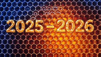 Golden 2025-2026 on a Hexagon Background
