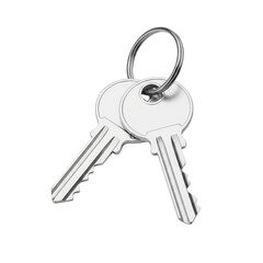 Pair of metal keys intertwined on a transparent backdrop symbolizing security and access