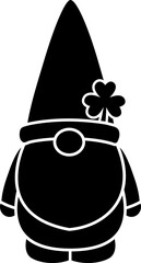 Cute St. Patrick's Day gnome with shamrock black silhouette isolated.
Transparent background.