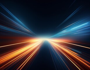 abstract speed light trails on dark foggy background