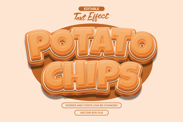 Potato chips editable text effect with 3d cartoon text style