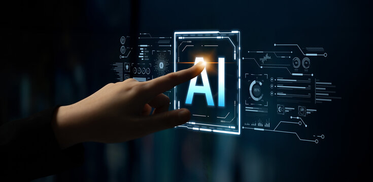 A futuristic user interface for business intelligence. This advanced AI dashboard displays complex data analysis, charts, and graphs for strategic corporate insights. Fermion