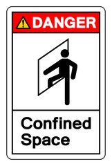 Danger Confined Space Symbol Sign ,Vector Illustration, Isolate On White Background Label.EPS10