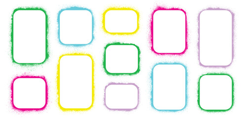 Spray paint rectangle frame set. Graffiti rectangles with empty space for your design. Vector EPS 10