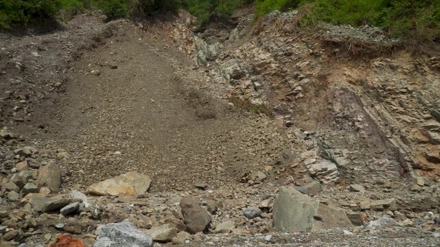 Landslides near Shikhar Falls after cloudburst in Rajpur Dehradun Himalayas