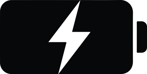 Black battery icon with white lightning bolt symbol 4