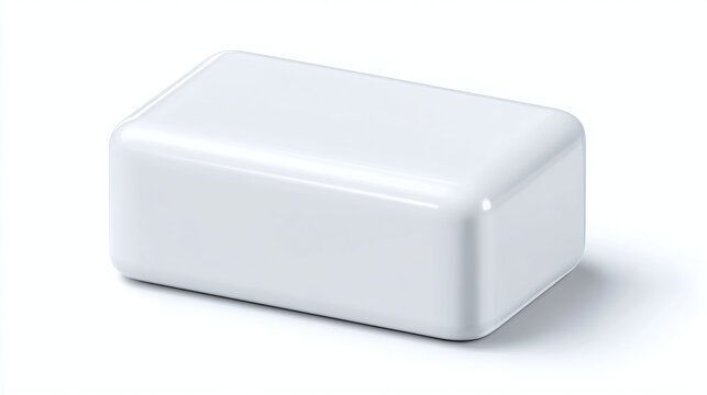 A minimalistic, plain white block with smooth, rounded corners. The image is simple and clean