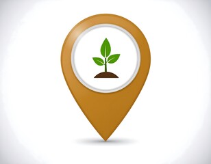 Location Pin Icon Featuring Green Plant, Representing Eco-Friendly Destinations