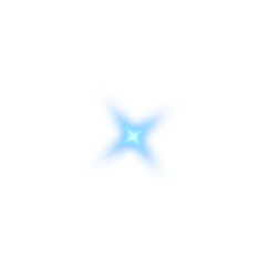 Radiant blue star with sparkling light. PNG. Tiny stars, glitter, and floating particles hover around. Soft beams and glowing sparks spread outward.