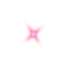 Shining pink and purple star emits radiant light. PNG. Floating glitter, sparkling dust, and tiny stars swirl around it while beams and glowing sparks spread outward.