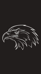 Obraz premium Elegant white eagle head illustration against a minimalistic black background perfect for branding