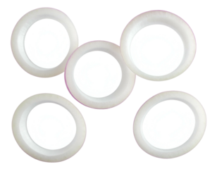 Five elegant white rings interlinked in a striking symmetrical design