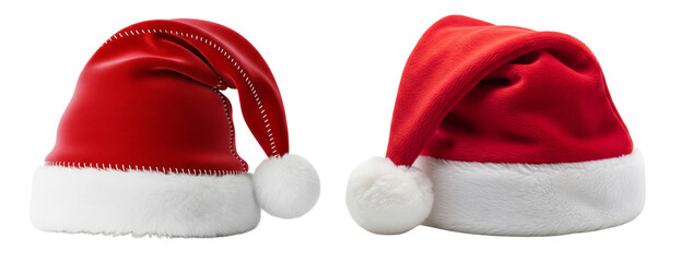 Set of Santa hats isolated on white