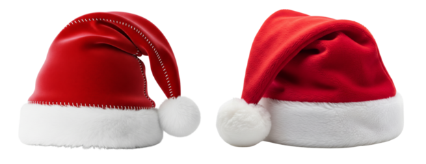 Set of Santa hats isolated on white