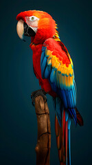 Vibrant Scarlet Macaw Perched on Branch