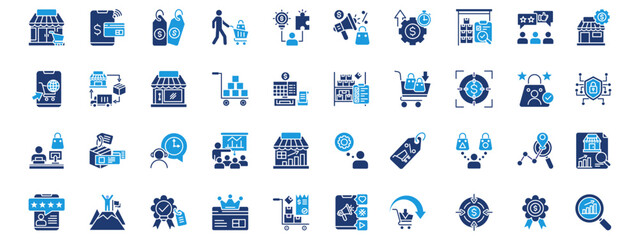 Fototapeta premium retail icon set glyph blue