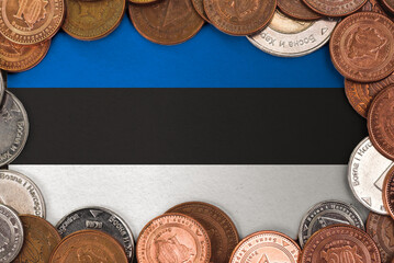 Coins on flag of Estonia trading investment business currency concept