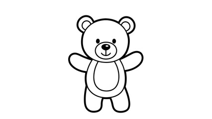 Cute Black and White Teddy Bear Standing on Clean White Background