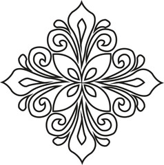 Elegant floral ornament isolated on, featuring symmetrical swirls and delicate lines, perfect for adding a touch of sophistication to designs