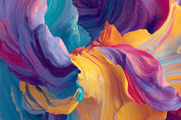 vibrant abstract fluid art with swirling waves of blue purple pink and yellow colors
