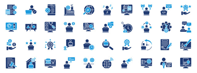 freelancer icon set glyph blue