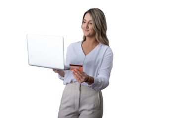 Woman shopping online with laptop and credit card