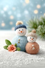 Obraz premium Decoración de muñecos de nieve para el día de San Valentín en un ambiente acogedor y festivo