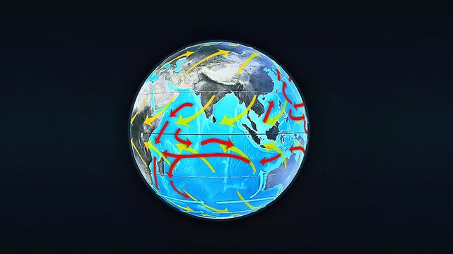 Ocean currents cylindrical view.