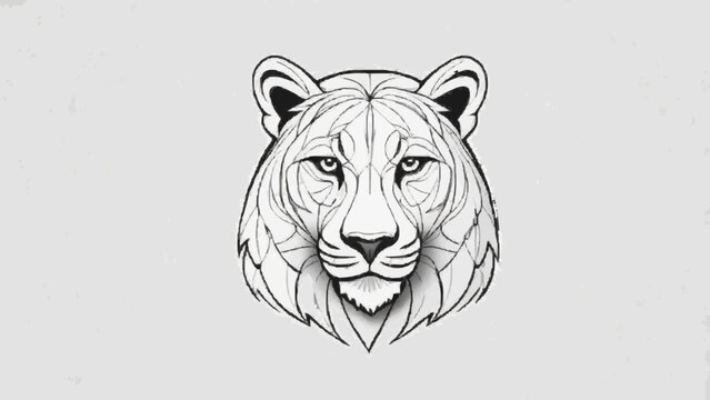 Tiger head vector illustration featuring a striped wildcat face, big feline portrait, and predatory mammal silhouette