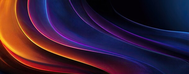 A vibrant abstract wallpaper, featuring flowing, layered waves of orange, purple, and blue hues