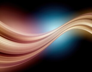 Abstract Golden Wave Flowing Across Dark Background With Subtle Blue Teal Light Overlay And Lens Flare Effect