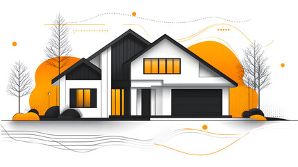 Minimalist Illustration of a City Apartment Building with Elegant Architecture, Ideal for Real Estate Promotion