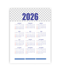 2026 Annual Calendar Template with Smiling Woman and Soft Blurred Background in Modern Minimal Style