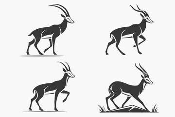 Obraz premium Minimalist antelope icon set with bold colors
