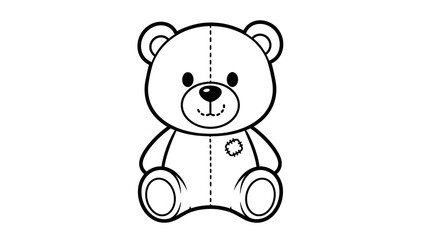 Obraz premium Cute Cartoon Teddy Bear Sitting with Smiling Face on White Background