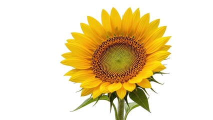 Vibrant Sunflower With Bright Yellow Petals And A Textured Brown Center Against A White Backdrop
