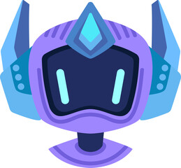 Cute robot icon with friendly face and antenna. Perfect AI chatbot avatar for digital assistant apps, tech support interfaces, and virtual communication platforms.
