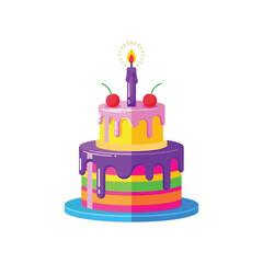 Vibrant and delicious birthday cake illustration