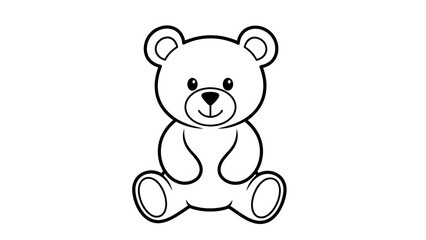 Obraz premium Cute Cartoon Teddy Bear Sitting on White Background