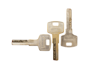 Three metal keys isolated	