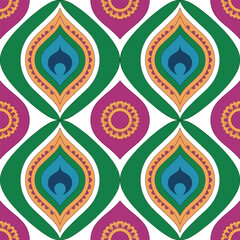 Rajasthani Peacock Feather Pattern Traditional Folk Art Design