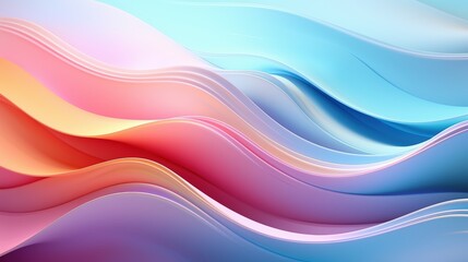 A vibrant abstract design featuring flowing waves of pastel colors, creating a soothing and harmonious visual effect.